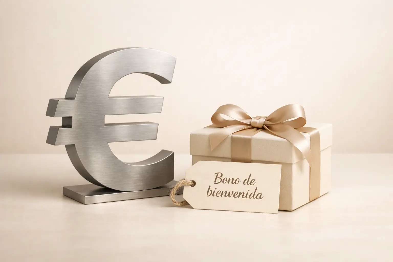 Símbolo de euro con elementos promocionales de bienvenida